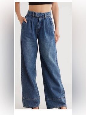 HABITUAL Denim Wide Leg High-Waist Pleated Trouser Jeans